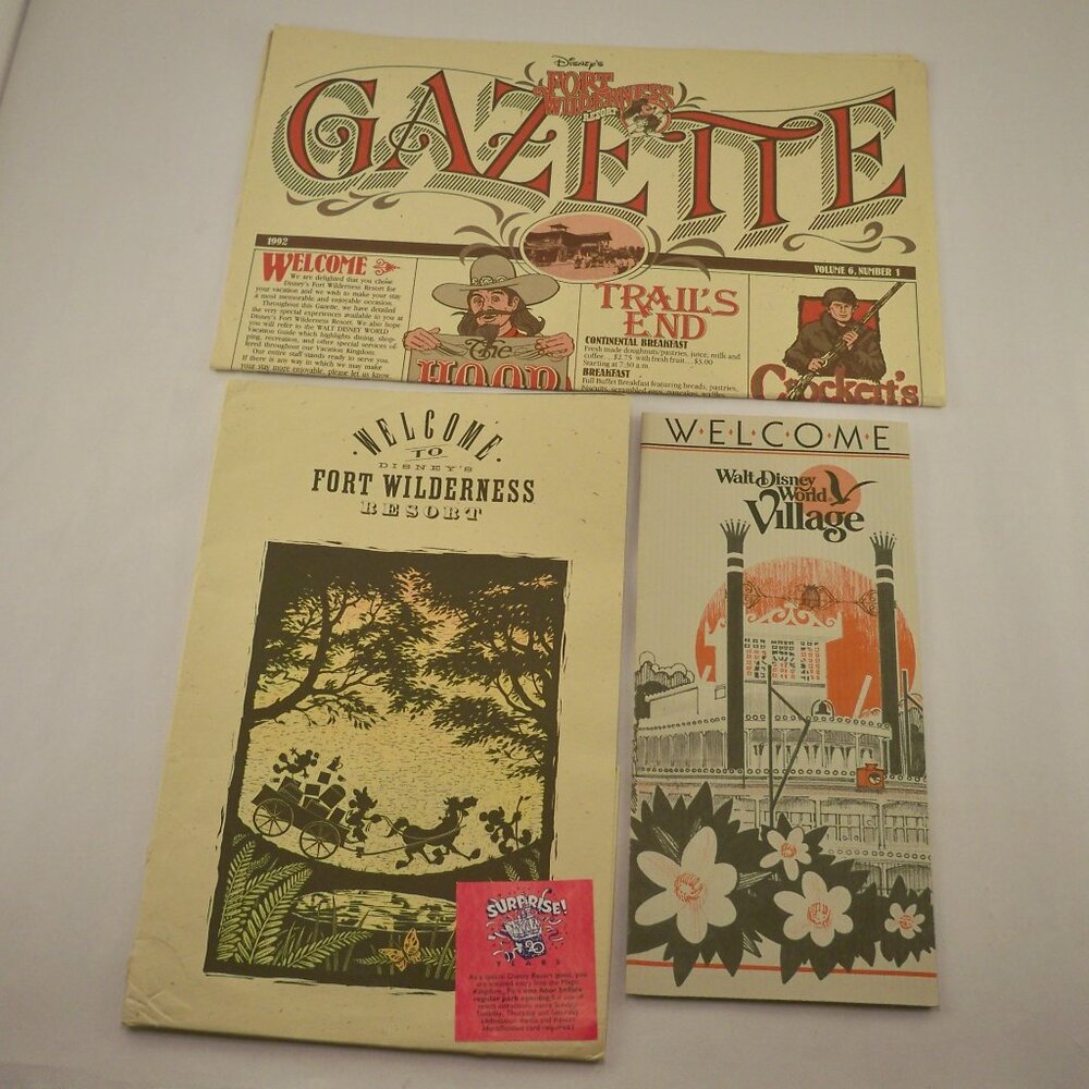 Disney World Fort Wilderness Newspaper & Folder, Village Brochure 90s Vintage Ep